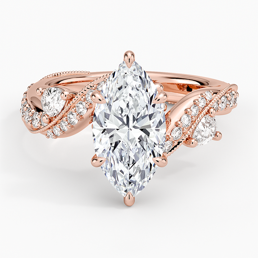 Grand Camellia Diamond Ring - Marquise Center Stone