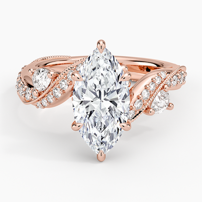 Grand Camellia Diamond Ring - Marquise Center Stone