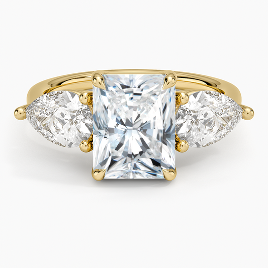 Luxe Opera Three Stone Diamond Ring (1 1/3 ct. tw.) - Radiant Cut Center Stone