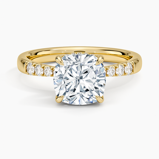 Bella Hidden Halo Diamond Ring (1/5 ct. tw.) - Cushion Cut Center Stone