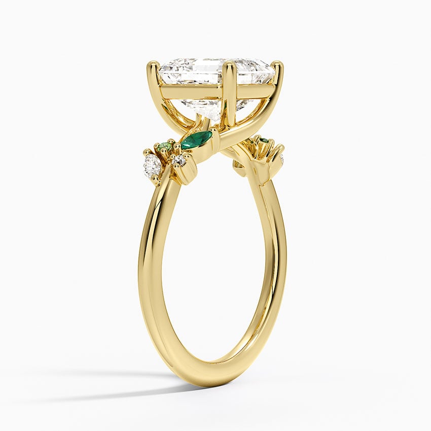 Arden Diamond Ring with Lab Emerald Accents - Asscher Cut Center Stone