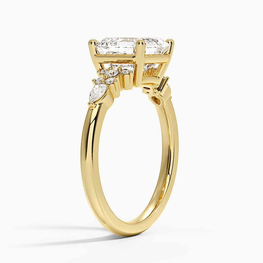 Rosette Diamond Ring - Asscher Cut Center Stone