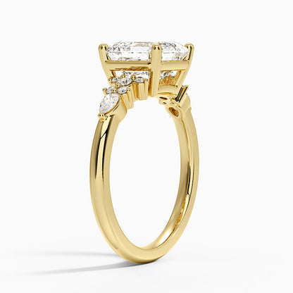 Rosette Diamond Ring - Asscher Cut Center Stone