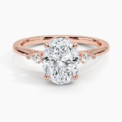 Petite Cometa Perfect Fit Three Stone Diamond Ring - Oval Center Stone