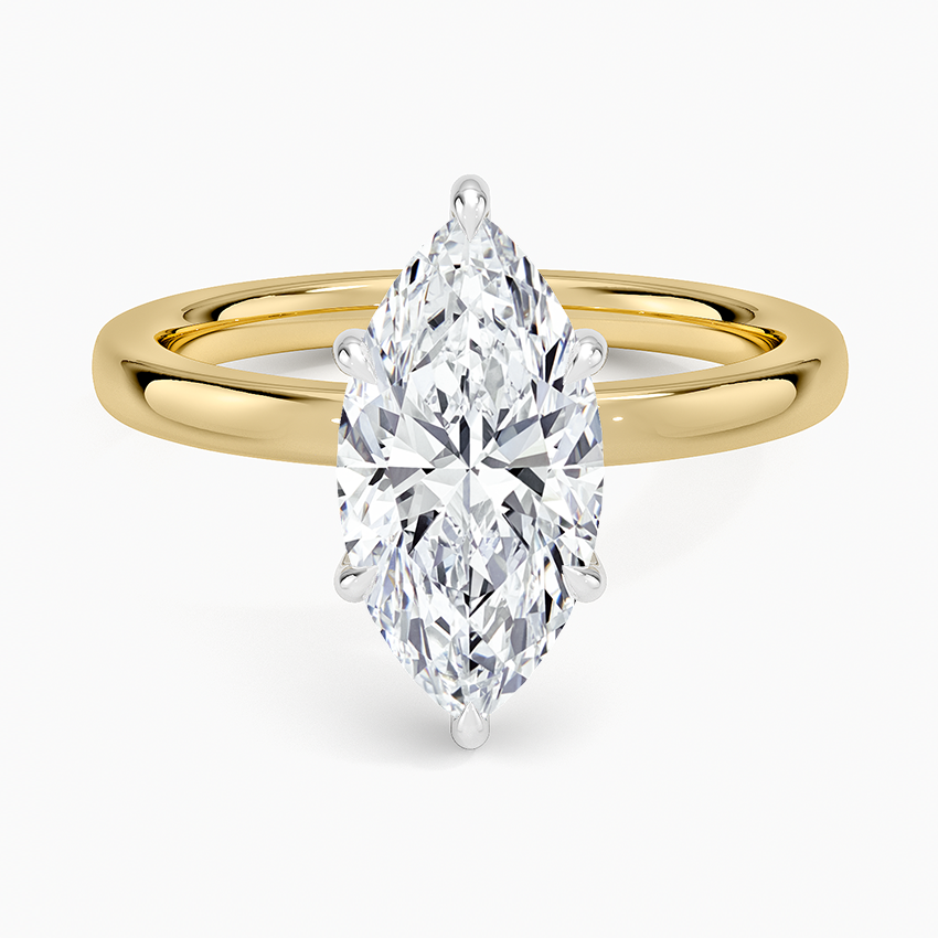 Platinum Mixed Metal Audrey 2mm Diamond Ring - Marquise Center Stone