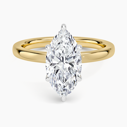 Platinum Mixed Metal Audrey 2mm Diamond Ring - Marquise Center Stone