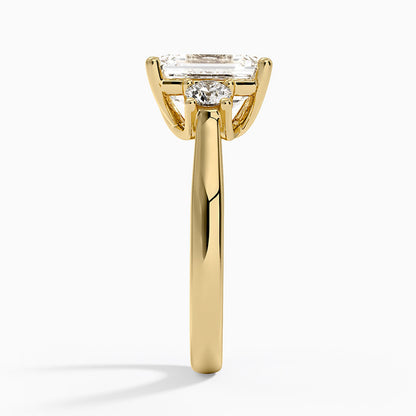 Petite Three Stone Trellis Diamond Ring (1/3 ct. tw.) - Emerald Cut Center Stone