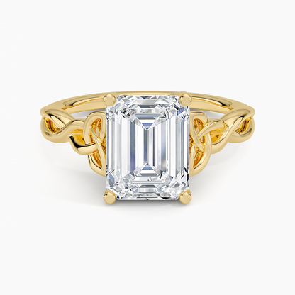 Celtic Love Knot Ring - Emerald Cut Center Stone