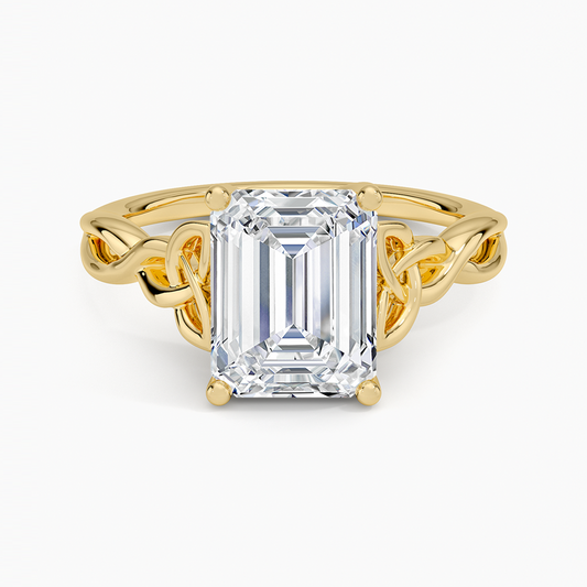 Celtic Love Knot Ring - Emerald Cut Center Stone
