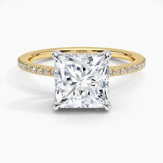 Mixed Metal Viviana Half Coverage Diamond Ring (1/4 ct. tw.) - Princess Cut Center Stone