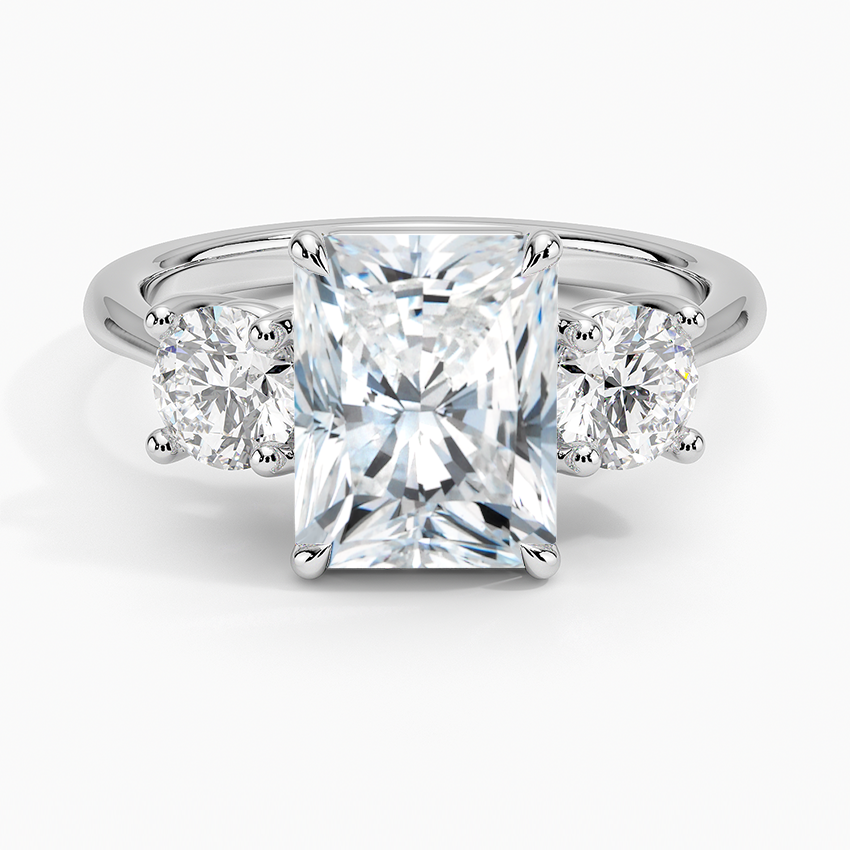 Luxe Selene Three Stone Diamond Ring (2/3 ct. tw.) - Radiant Cut Center Stone