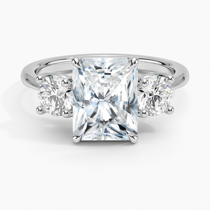 Luxe Selene Three Stone Diamond Ring (2/3 ct. tw.) - Radiant Cut Center Stone