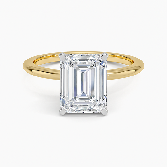 Four-Prong Comfort Fit 1.5mm Ring - Emerald Cut Center Stone