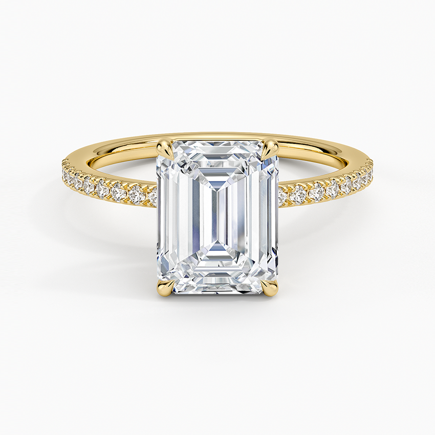 Perfect Fit Half Coverage Diamond Ring - Emerald Cut Center Stone