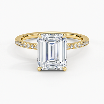 Perfect Fit Half Coverage Diamond Ring - Emerald Cut Center Stone