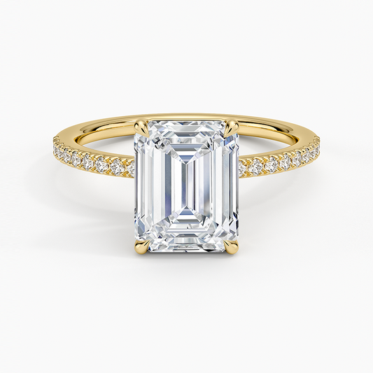 Perfect Fit Half Coverage Diamond Ring - Emerald Cut Center Stone