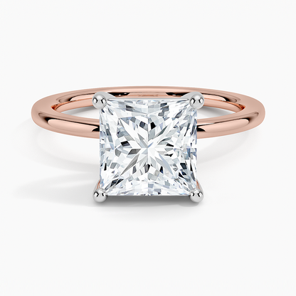 Platinum Mixed Metal Perfect Fit Solitaire Ring - Princess Cut Center Stone