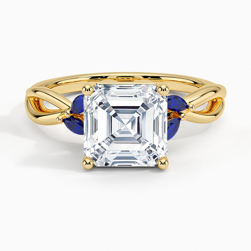 Willow Ring With Sapphire Accents - Asscher Cut Center Stone