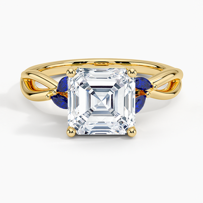 Willow Ring With Sapphire Accents - Asscher Cut Center Stone