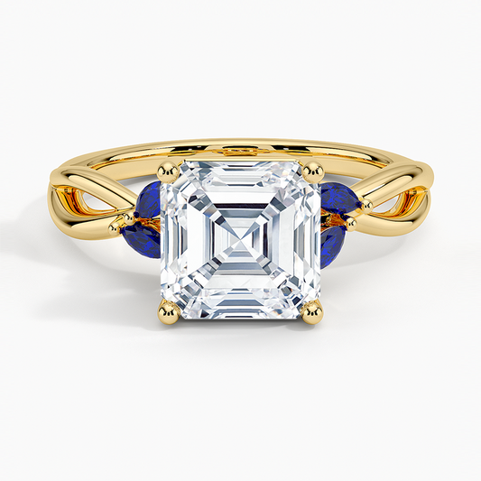 Willow Ring With Sapphire Accents - Asscher Cut Center Stone