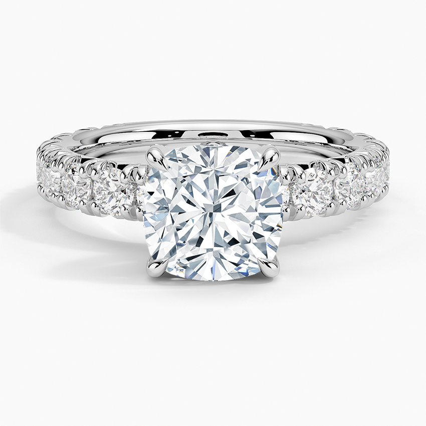 Ellora Three-Quarter Coverage Diamond Ring - Cushion Cut Center Stone
