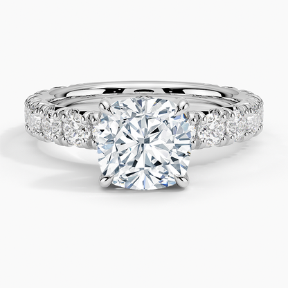 Ellora Three-Quarter Coverage Diamond Ring - Cushion Cut Center Stone