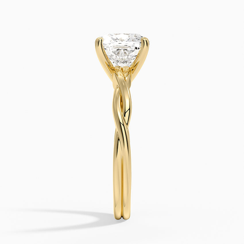 Twisted Vine Solitaire Ring - Cushion Cut Center Stone