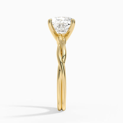 Twisted Vine Solitaire Ring - Cushion Cut Center Stone