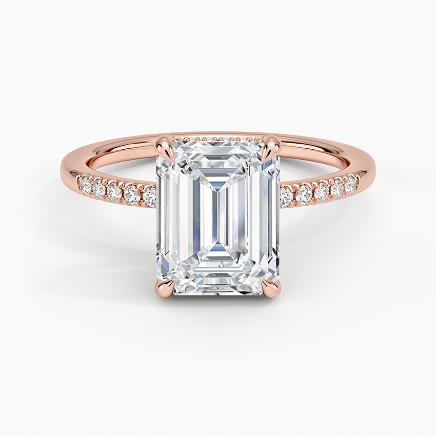Viviana One-Quarter Coverage Diamond Ring - Emerald Cut Center Stone