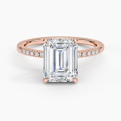 Viviana One-Quarter Coverage Diamond Ring - Emerald Cut Center Stone