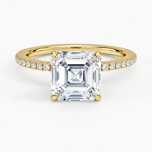 Demi Half Coverage Diamond Ring (1/5 ct. tw.) - Asscher Cut Center Stone