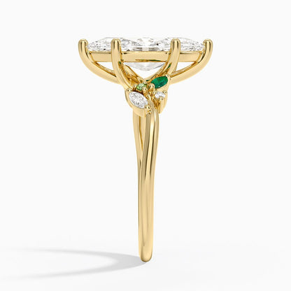Arden Diamond Ring with Lab Emerald Accents - Marquise Cut Center Stone