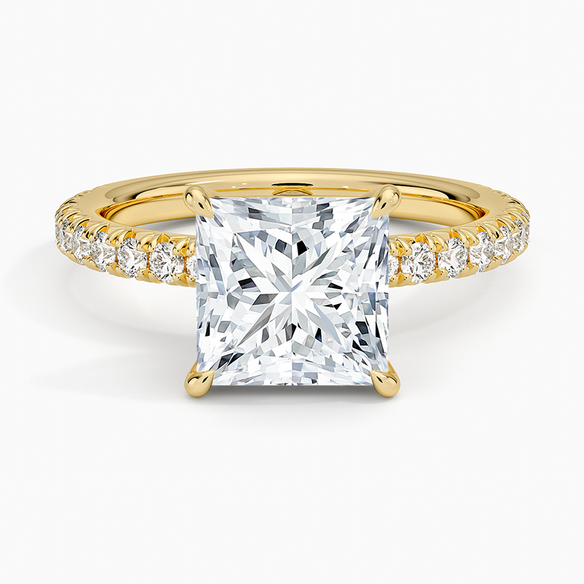 Amelie Three-Quarter Coverage Diamond Ring - Princess Cut Center Stone