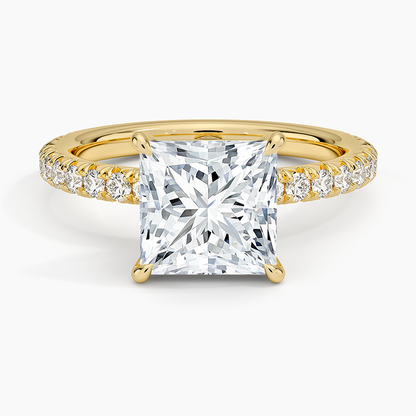 Amelie Three-Quarter Coverage Diamond Ring - Princess Cut Center Stone