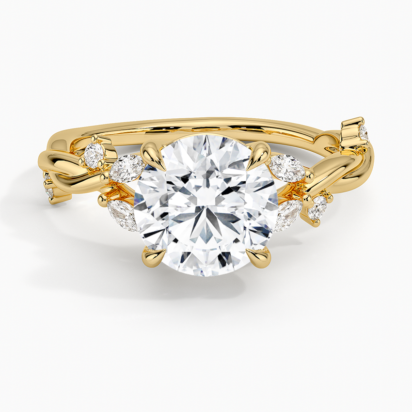 Azalea Twist Diamond Ring - Round Center Stone