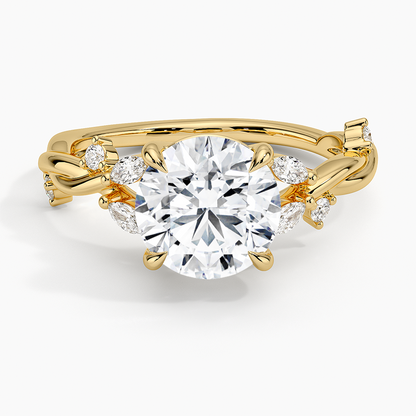 Azalea Twist Diamond Ring - Round Center Stone