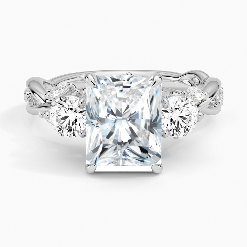 Secret Garden Three Stone Diamond Ring (3/4 ct. tw.) - Radiant Cut Center Stone