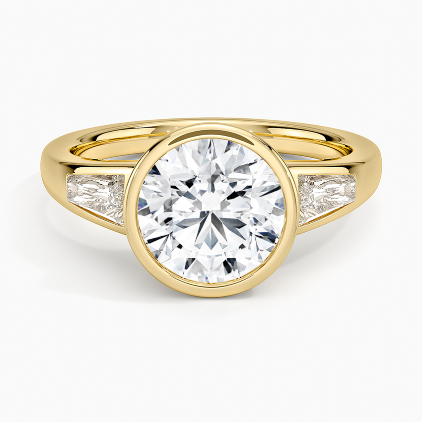 Hayes Three Stone Baguette Diamond Ring (1/2 ct. tw.) - Round Cut Center Stone