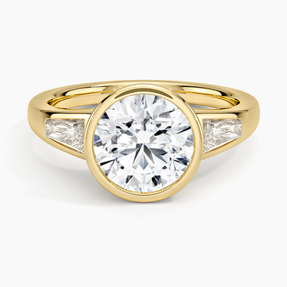 Hayes Three Stone Baguette Diamond Ring (1/2 ct. tw.) - Round Cut Center Stone