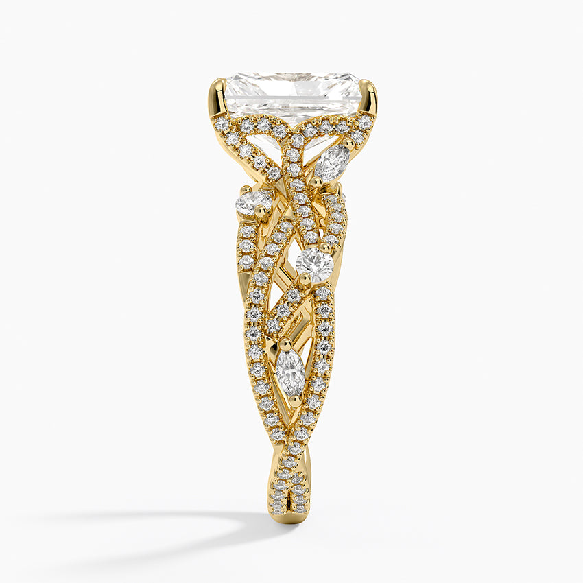 Grand Secret Garden Diamond Ring - Radiant Cut Center Stone