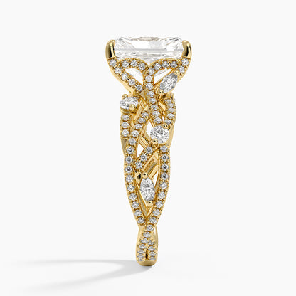 Grand Secret Garden Diamond Ring - Radiant Cut Center Stone