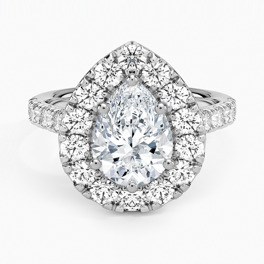 Adele Halo Diamond Ring - Pear Center Stone