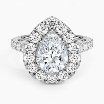 Adele Halo Diamond Ring - Pear Center Stone