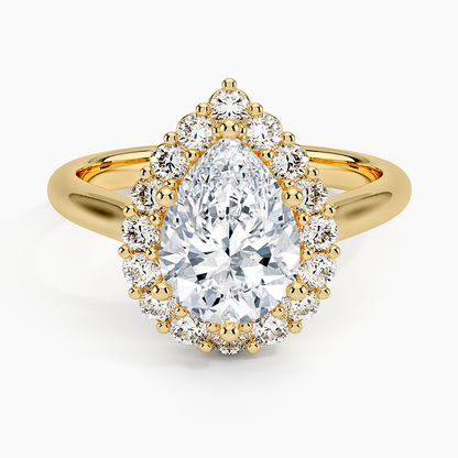 Lotus Flower Halo Diamond Ring (1/4 ct. tw.) - Pear Cut Center Stone