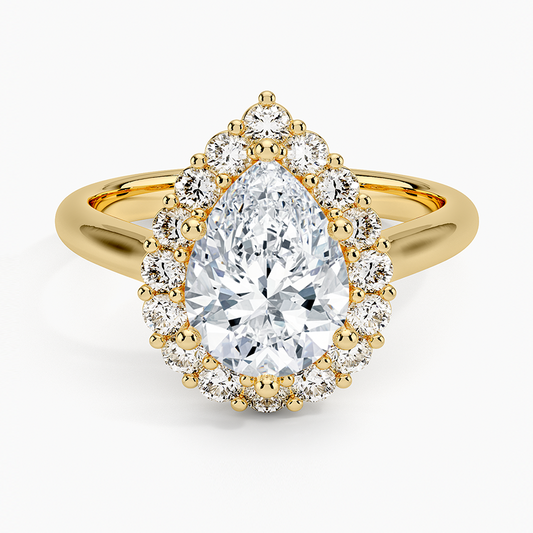 Lotus Flower Halo Diamond Ring (1/4 ct. tw.) - Pear Cut Center Stone
