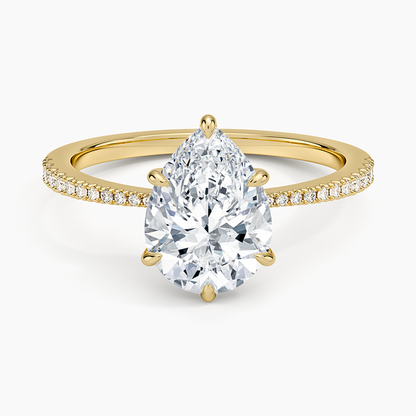 Elena Diamond Ring - Pear Cut Center Stone