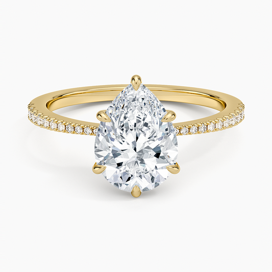 Elena Diamond Ring - Pear Cut Center Stone
