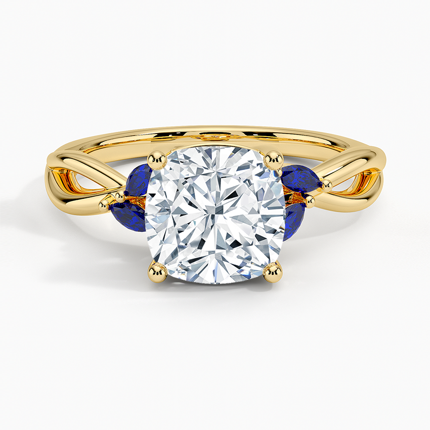 Willow Ring With Sapphire Accents - Cushion Cut Center Stone
