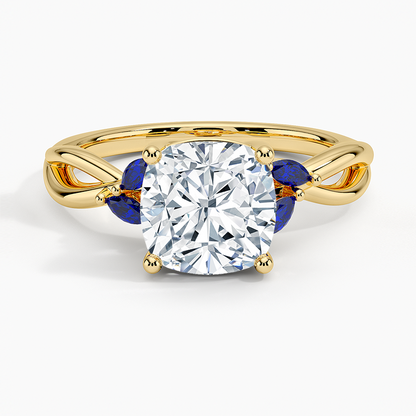 Willow Ring With Sapphire Accents - Cushion Cut Center Stone