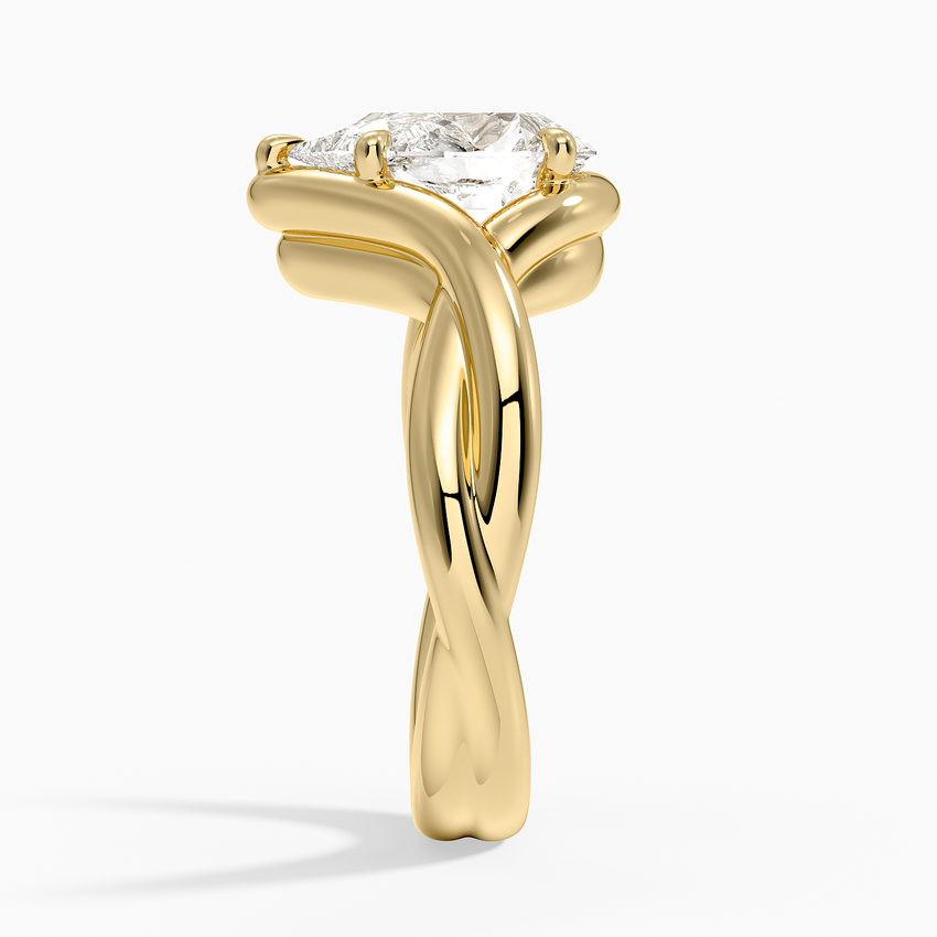 Bypass Twist Bezel Solitaire Diamond Ring - Pear Cut Center Stone